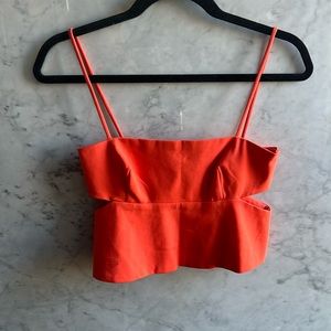 Zara bright orange camisole with cut outs